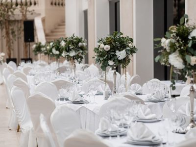 Decorated in white color hall for an event